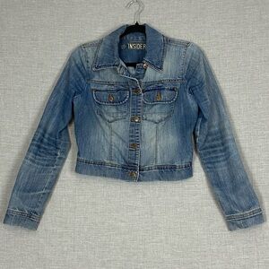 Insider Cropped Jean Jacket Sz XS Distressed